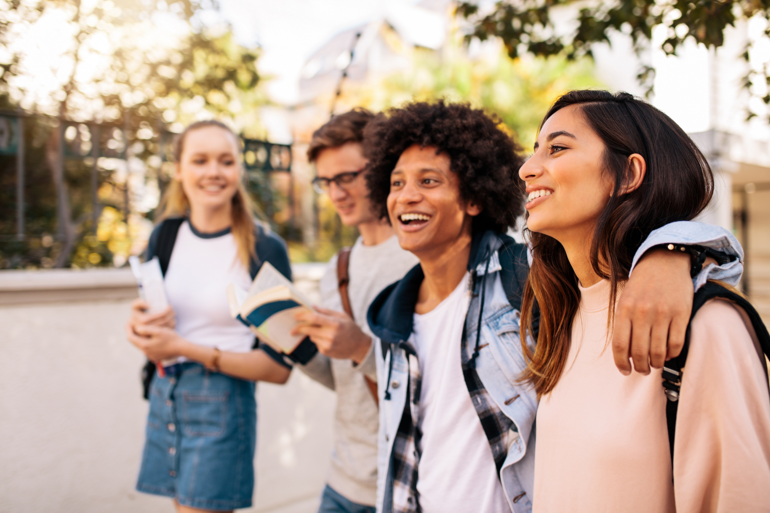 College students walking on campus