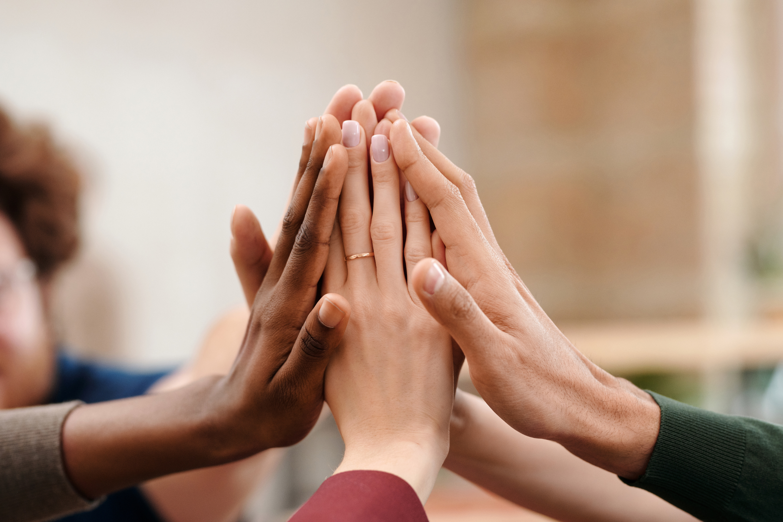 Team high-fiving